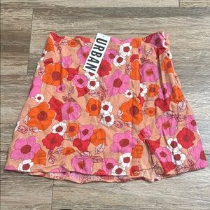 Urban Outfitters Floral Mini Skirt - Red, Pink, and White